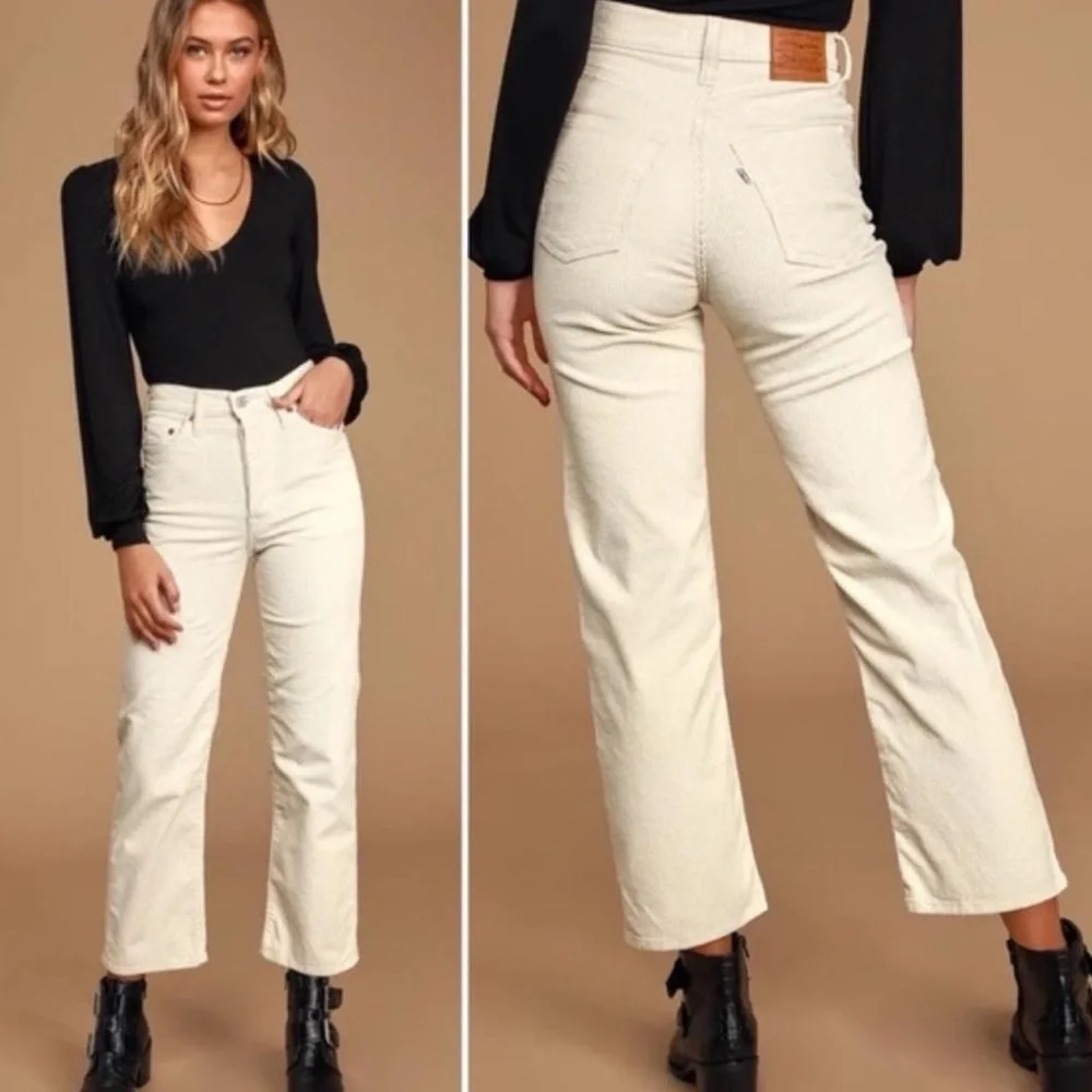 Levi’s rib cage straight ankle ivory corduroy pants - no stretch - Picture 7 of 8